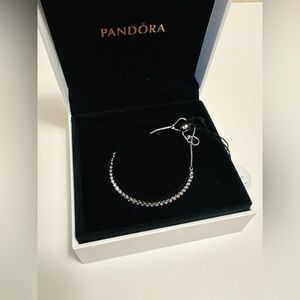 Pandora Sterling Silver Slider Bracelet Clear CZ Adjustable New in Box